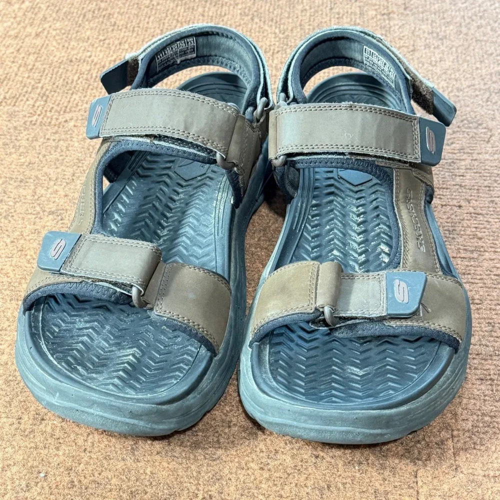 Skechers Arch Fit Mens Sandals Brown Leather Trail Walking Shoes 204349 Size 11